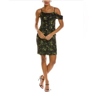 Laundry by Shelli Segal One-Shoulder Sheath Dress -‎ Floral Bouquet size 0 new